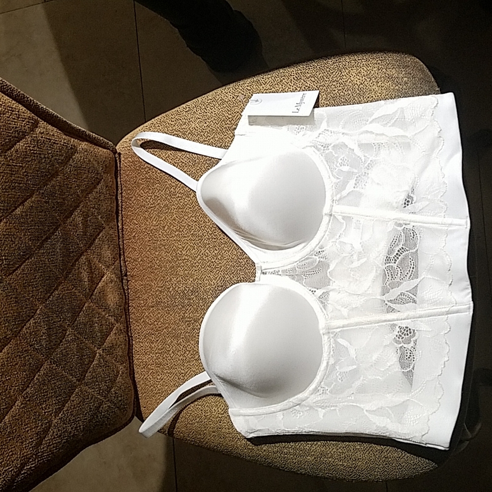 Le Mystere Sensuelle Strapless Underwire White Bustier Corset Bra NWT